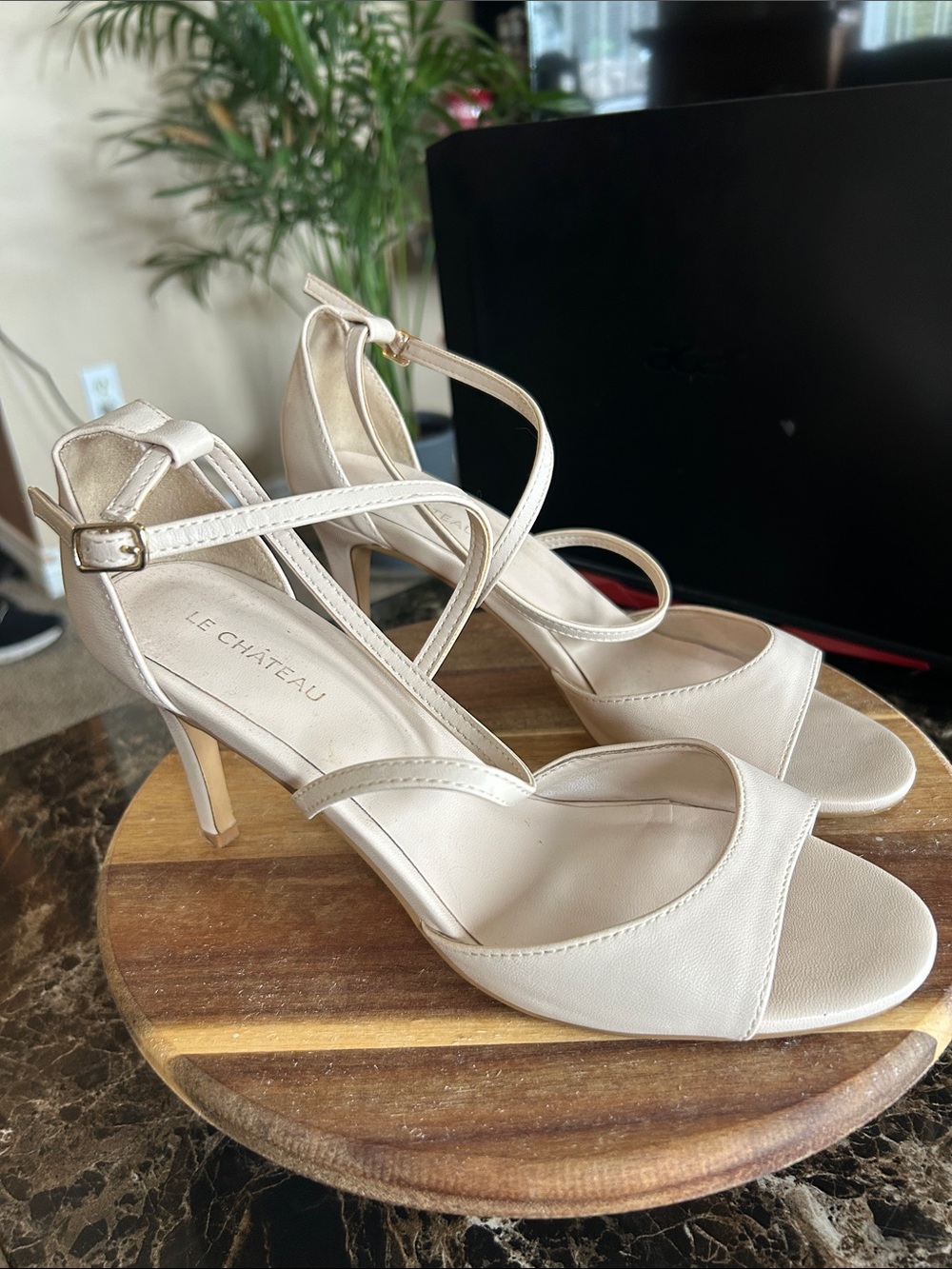 le chateau Beige Strappy Open-Toe Heeled Sandals